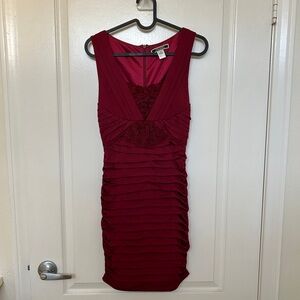 Maroon Ruched Mini Dress